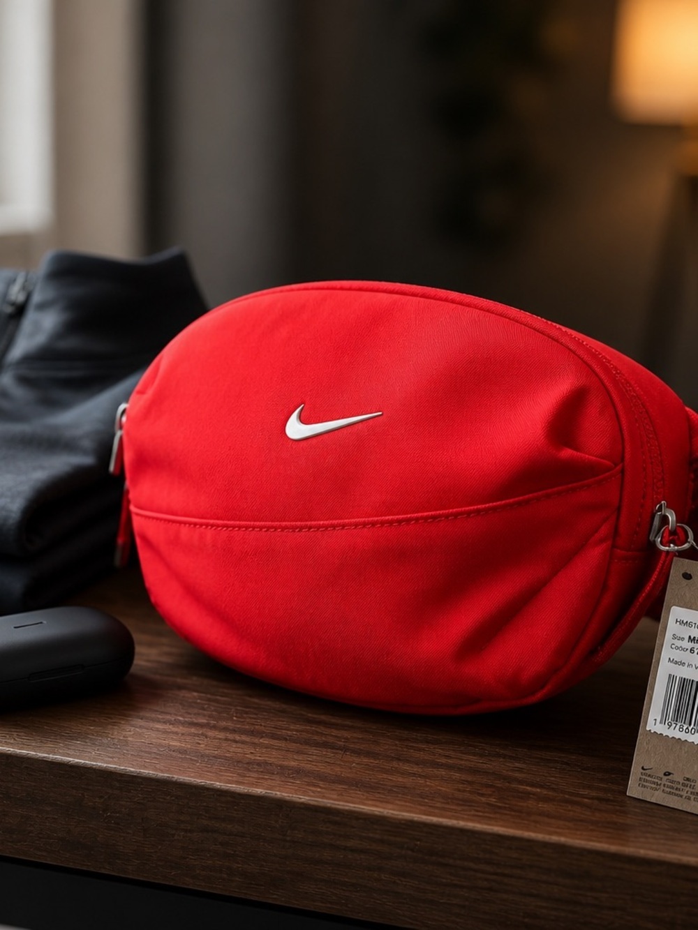 Nike Red Waist Pack Belt Bag, 122 cu in Zip Closure 2-Pocket HM6120-657